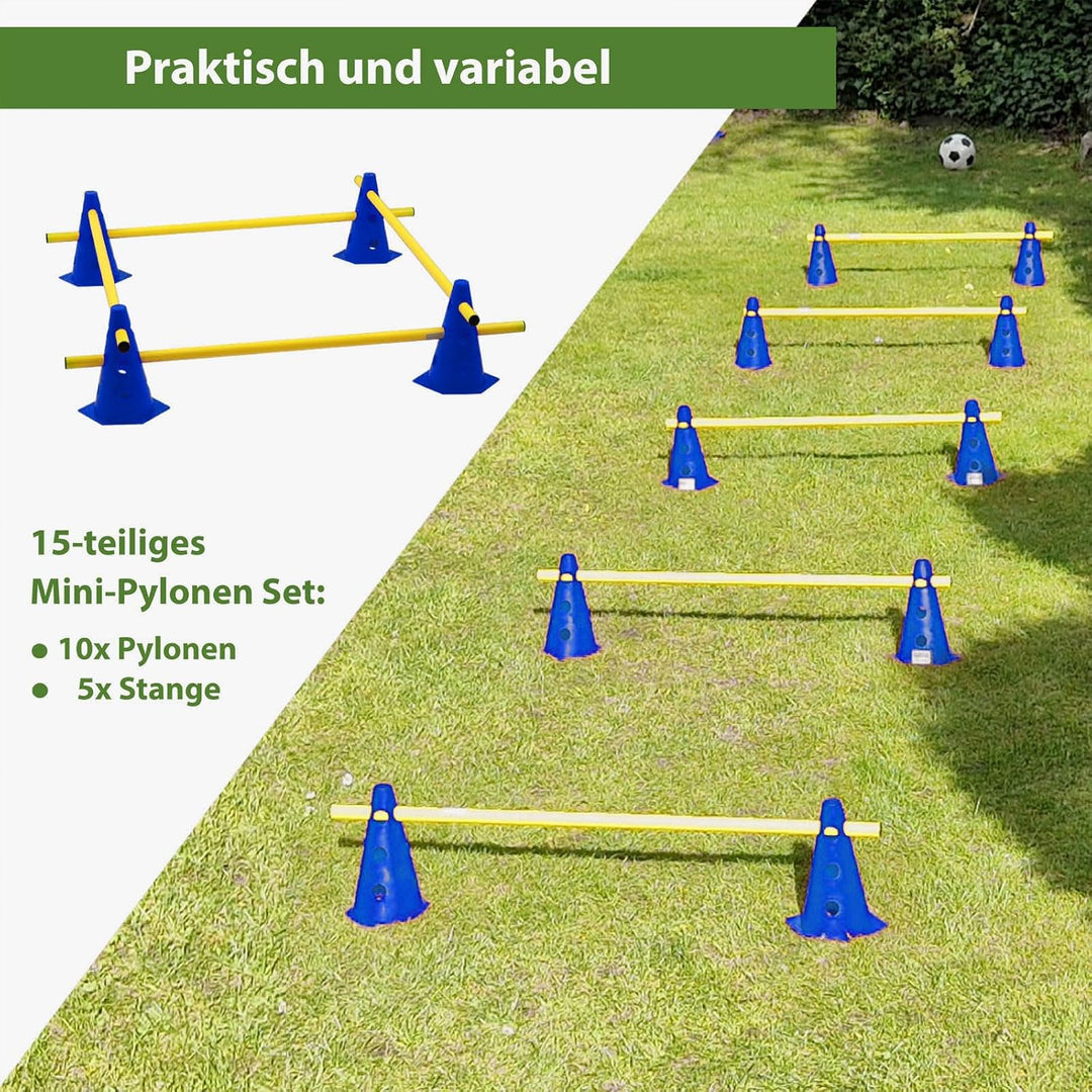 TRUTZHOLM Steckhürdenset 15- teilig 23 cm höhenverstellbar Agility Set Hunde Trainingszubehör Hobby