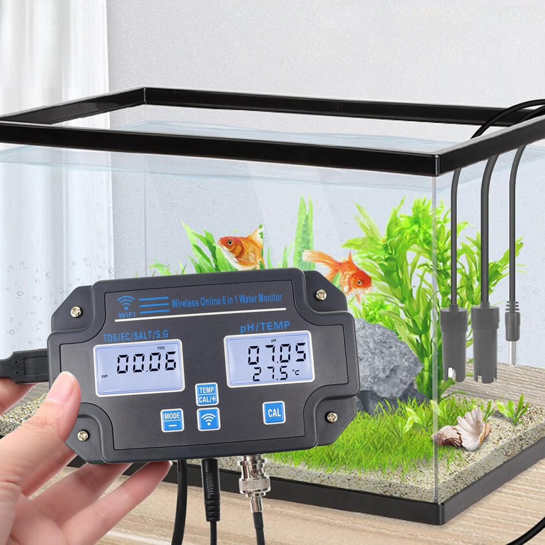 DANOPLUS Smart Water Quality Tester, 24 Stunden drahtlose App-Überwachung von pH EC TDS Salzgehalt S