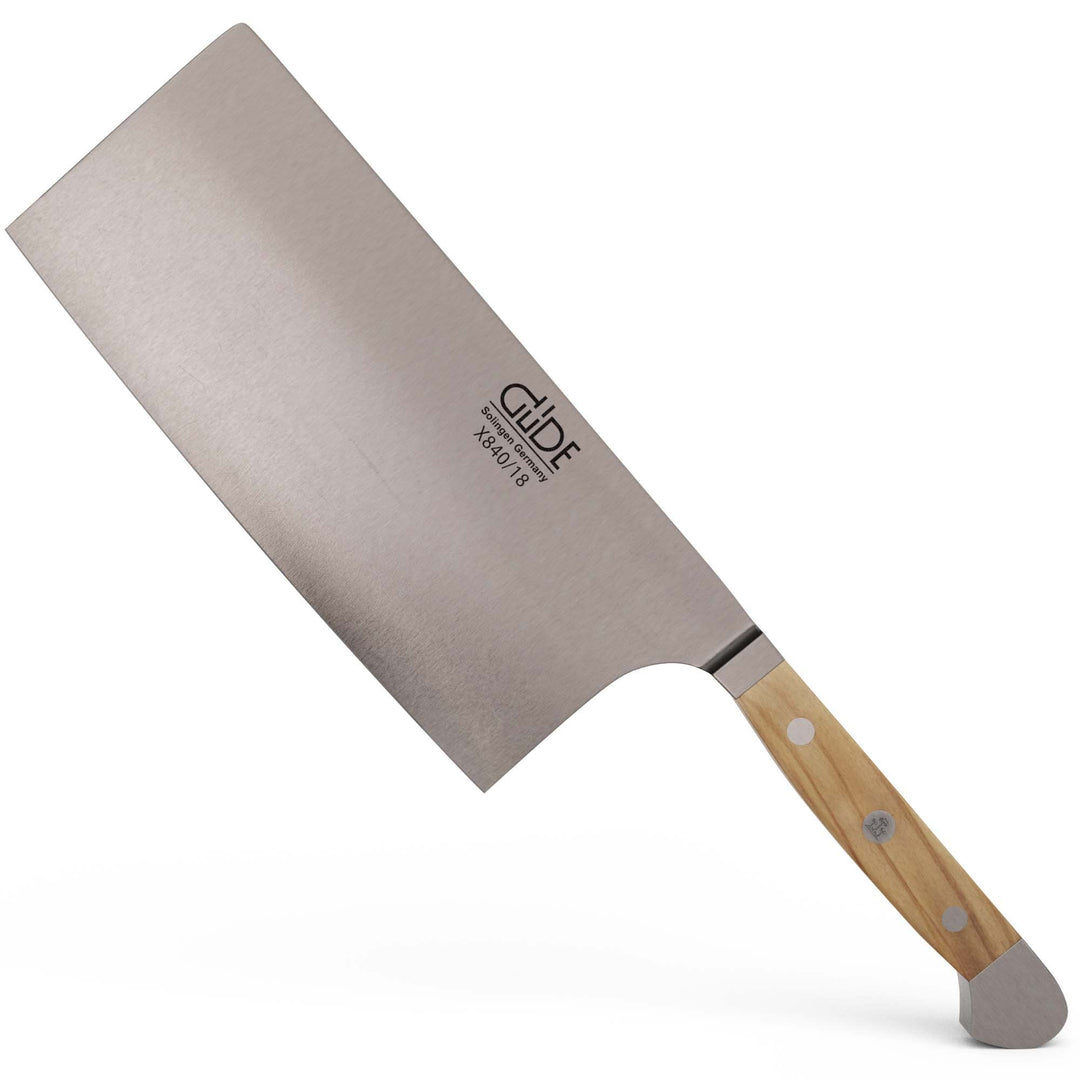 GÜDE Solingen - China Kochmesser geschmiedet, 18 cm, Olivenholz, ALPHA OLIVE, Doppelkropf, Handmade