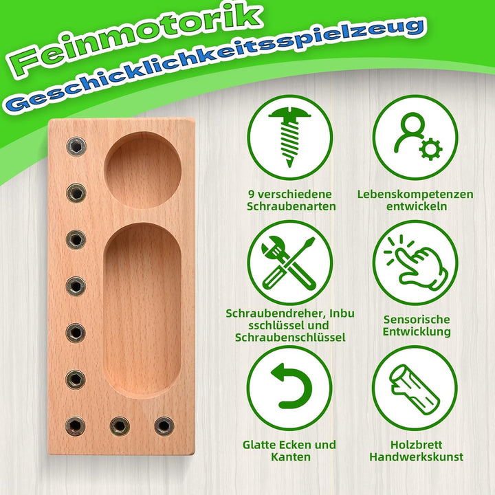 LearnToy Montessori Spielzeug ab 3+ Jahr - Holz Schraubbrett für Feinmotorik - Baby & Kleinkinder
