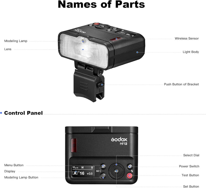 GODOX MF12-DK1 Makro Blitz mit Diffusor Dome und Xproii S Blitzauslöser 2,4G Wireless Control, TTL/M