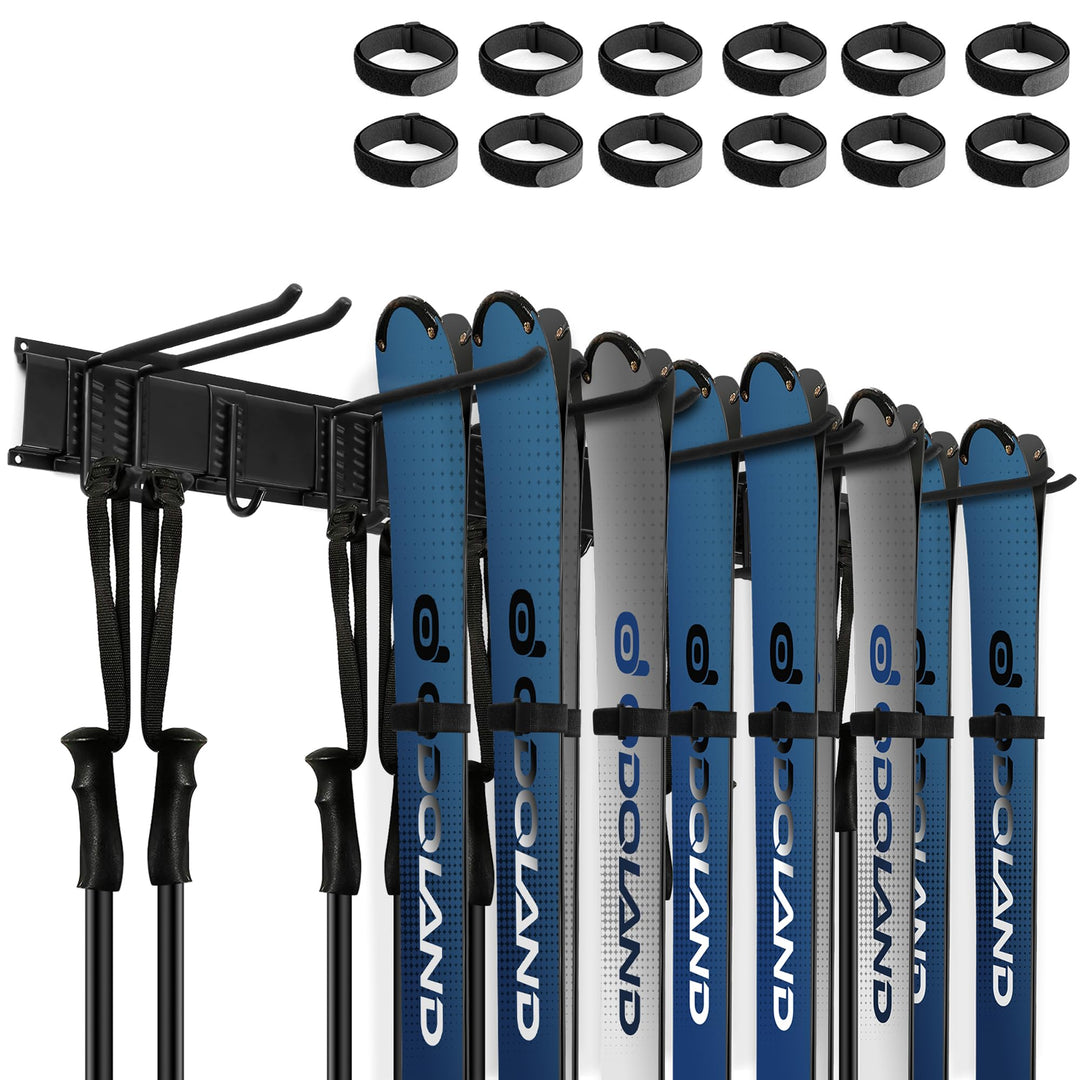 Odoland Skiaufbewahrung Skihalter für 6 Paare Ski Snowboard Rack Wandhalterung, Haus und Garage Ski
