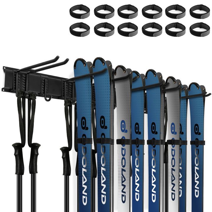 Odoland Skiaufbewahrung Skihalter für 6 Paare Ski Snowboard Rack Wandhalterung, Haus und Garage Ski
