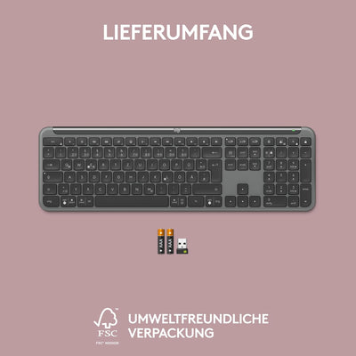 Logitech Signature Slim K950 kabellose Tastatur, schlankes Design, Wechseln zwischen Geräten beim Ti