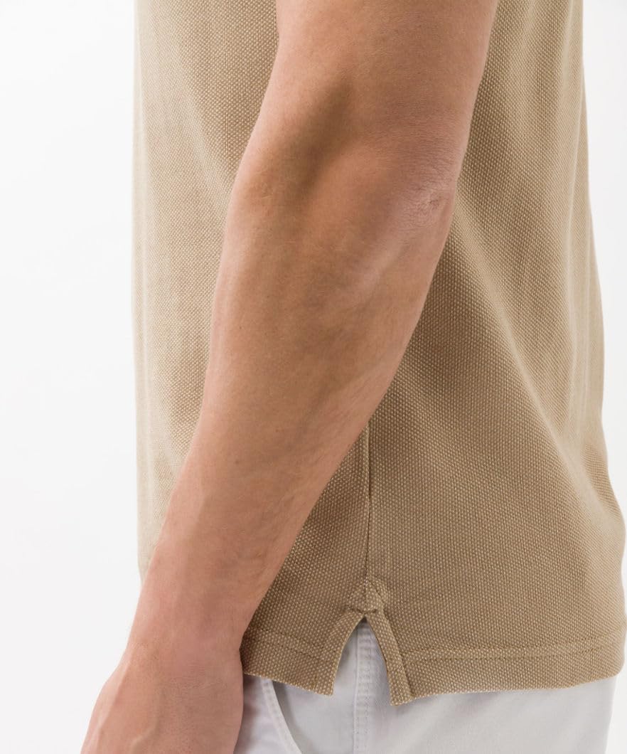 Brax Herren Style Paddy Two Tone Piqué Poloshirt in Sportiver Optik Polohemd, M Sesame