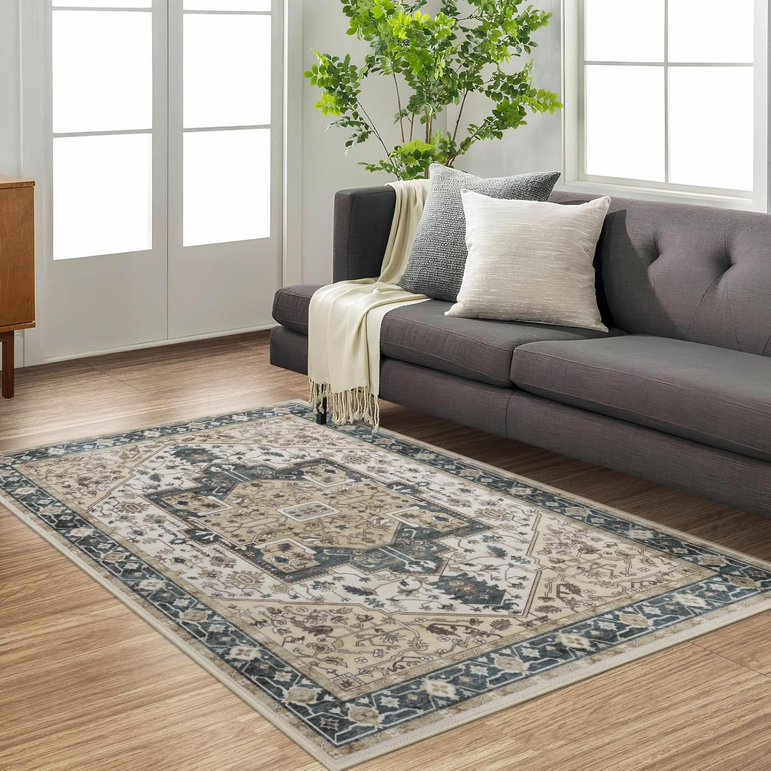 Carvapet Läufer Teppich 90x150cm rutschfest Lang Küchenteppich Waschbar Dünner Teppiche Gegend Vinta