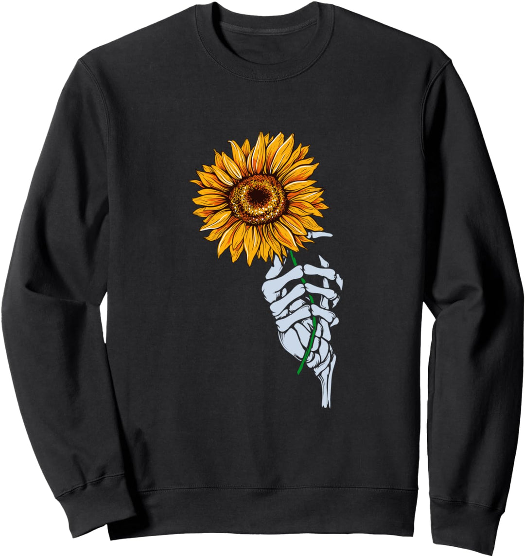 Sonnenblume Skeletthand mit Sonnenblume Skelett Gothic Sweatshirt