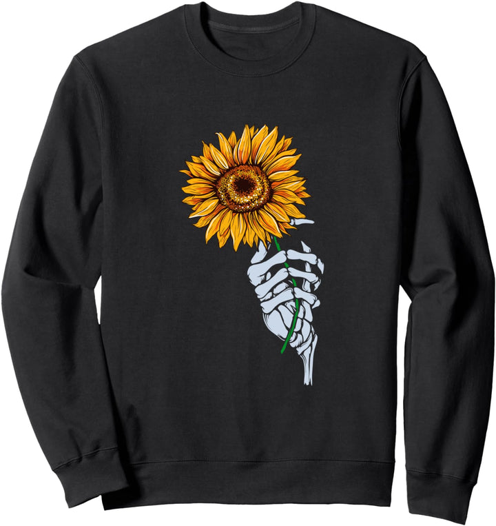 Sonnenblume Skeletthand mit Sonnenblume Skelett Gothic Sweatshirt