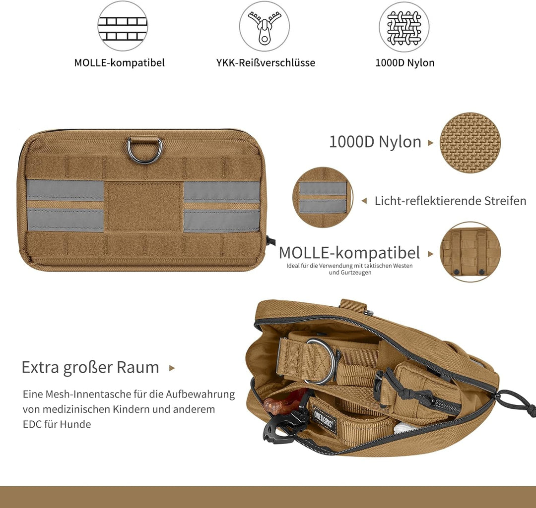 OneTigris Futterbeutel für Hunde (23,5x13x5cm) 2 Stück, MOLLE System für taktisches Hundegeschirr Tr