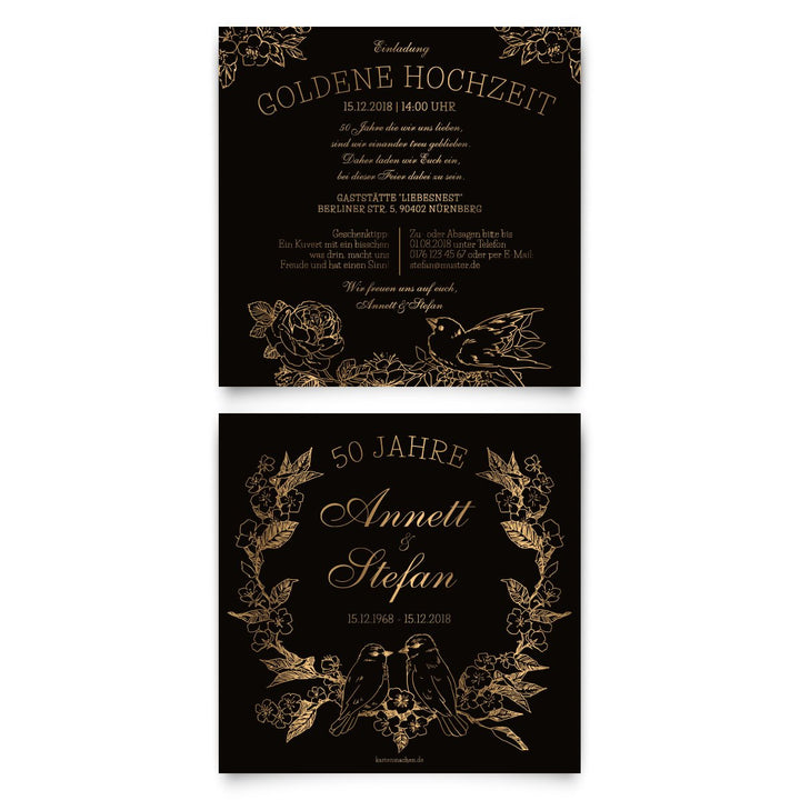 Kartenmachen.de 10 x Hochzeitseinladungen Goldhochzeit goldene Hochzeit Einladung individuell - Krat