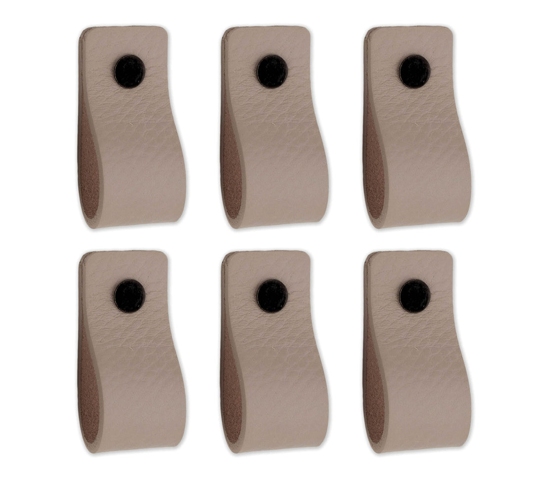 Brute Strength - Ledergriffe für Möbel - Hellgrau - 6 Stück - 12,5 x 2,5 cm - Schrankgriff, Türgriff