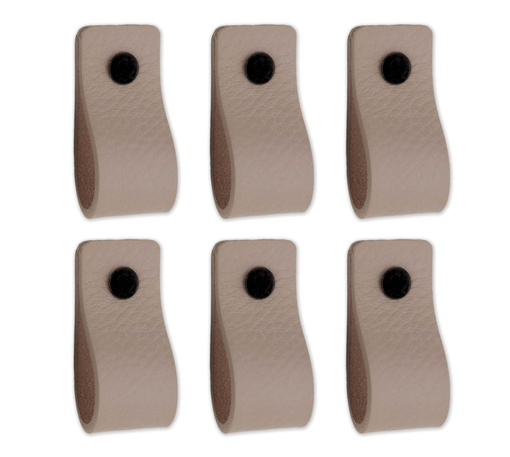 Brute Strength - Ledergriffe für Möbel - Hellgrau - 6 Stück - 12,5 x 2,5 cm - Schrankgriff, Türgriff