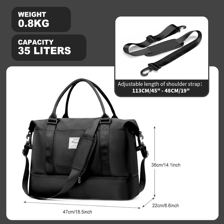 Reisetasche Damen Handgepäck Tasche Sporttasche mit Kulturbeutel Weekender Bag Schwimmtasche Wasserd