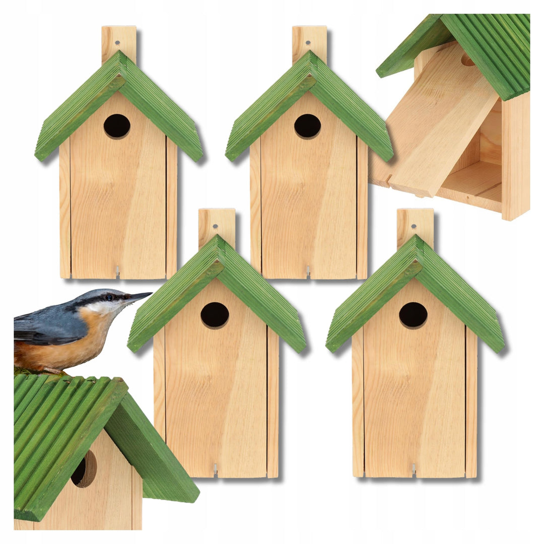 MAZUR 4X Nistkasten zum Aufhängen | Vogelhaus | grün | Nistkästen | handgemacht in Europa | für Meis
