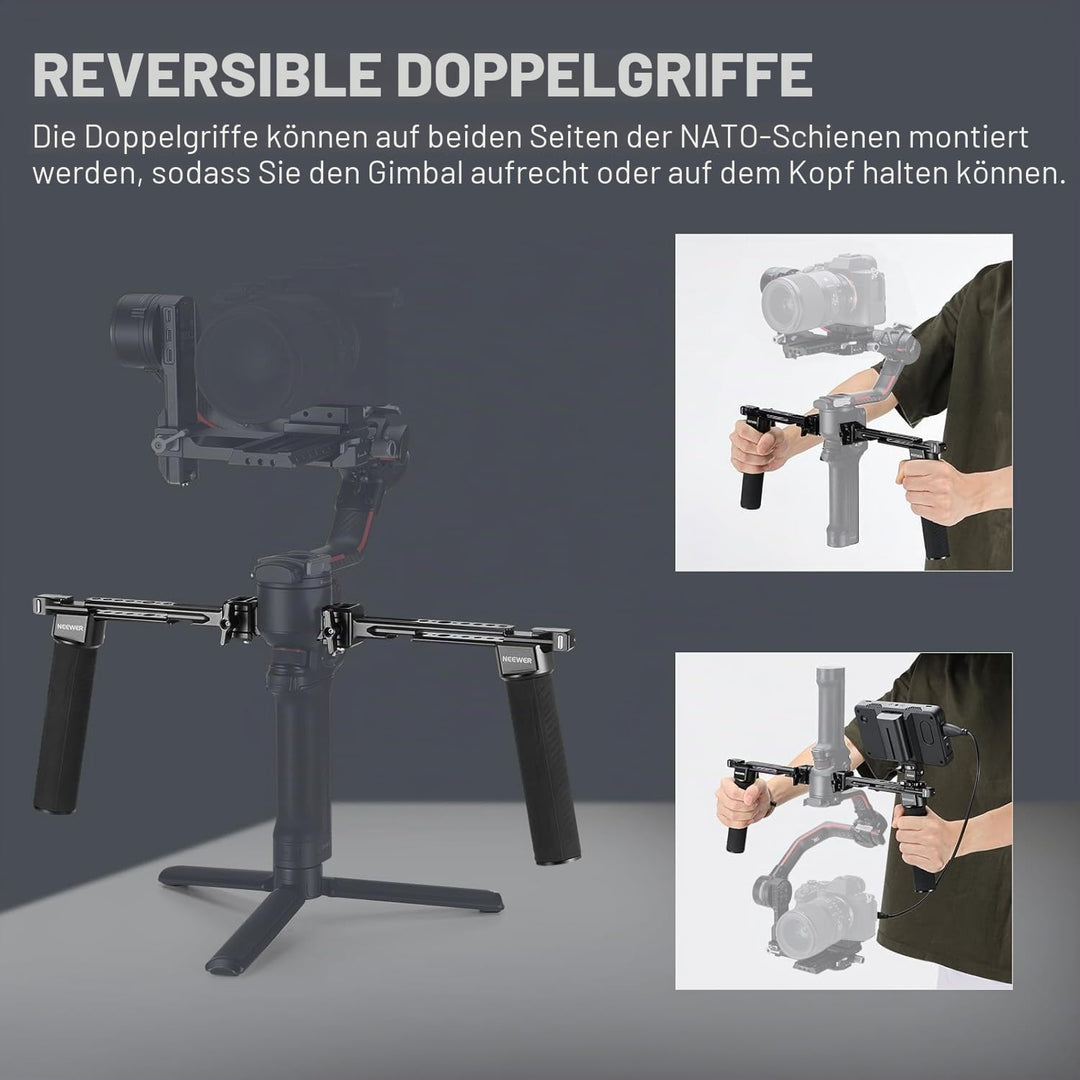 NEEWER Dual Griff Kompatibel mit DJI RS 2/RSC 2/RS 3/RS 3 Pro Ronin S Ronin SC Kamera Gimbal, Doppel