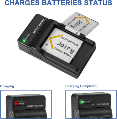 2X NP-BN1 Ersetzt Akku und Charger Kompatibel mit Sony Cyber-Shot DSC-QX10 DSC-QX30 DSC-QX100 DSC-TF