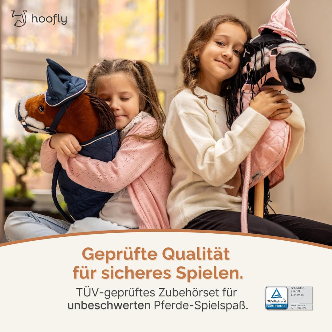 Hobby Horse Set – Grosses Steckenpferd für Kinder mit Decke &amp; Fliegenhaube | Komplettes Hobby Horsin