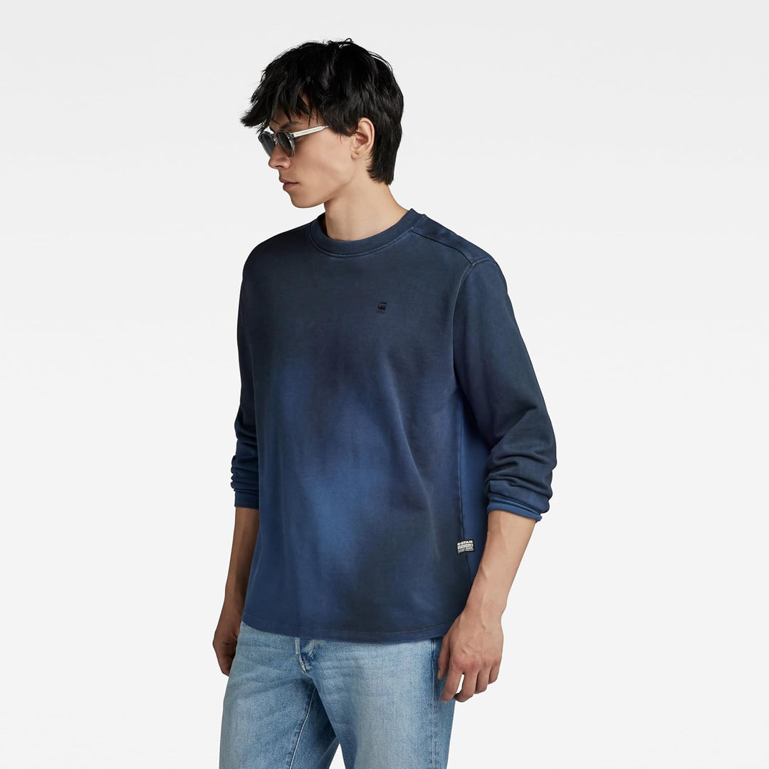 G-Star Herren Lash Sweater M Blau (Rank Blue Sprayed D18231-b782-g205), M Blau (Rank Blue Sprayed D1