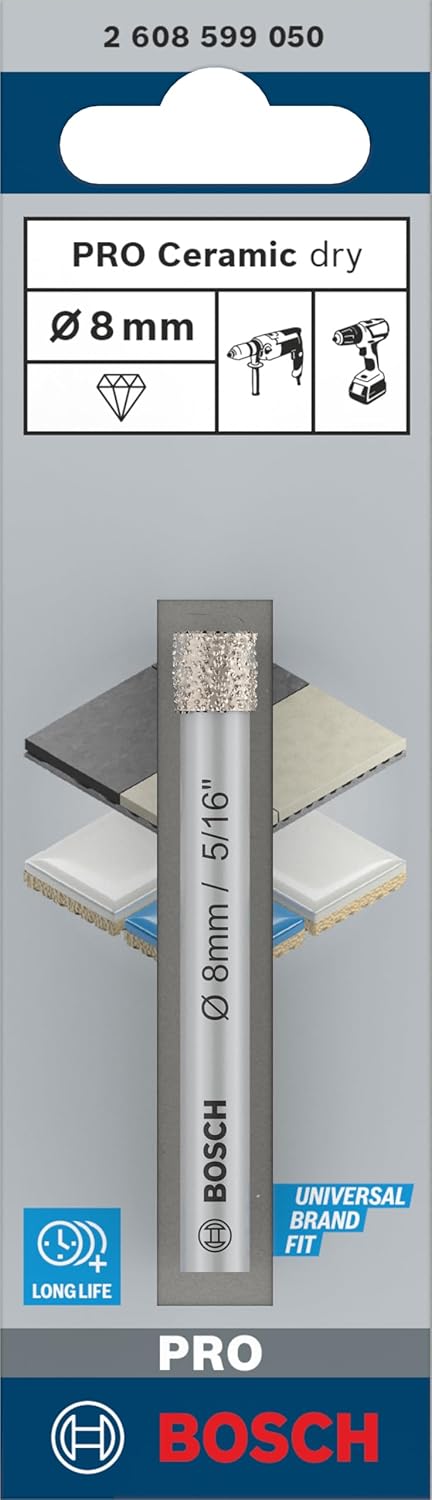 Bosch 1x PRO Ceramic Diamanttrockenbohrer für Zylinderschaft und Bohrmaschine/Schrauber (für Fliesen