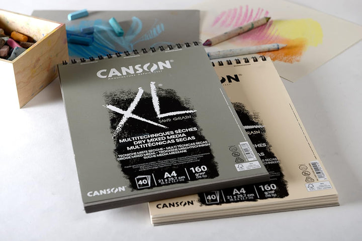 CANSON XL® Sand Grain, graufarbiger Zeichenblock mit sandpapierartiger Oberfläche, DIN A3, 40 Blatt,