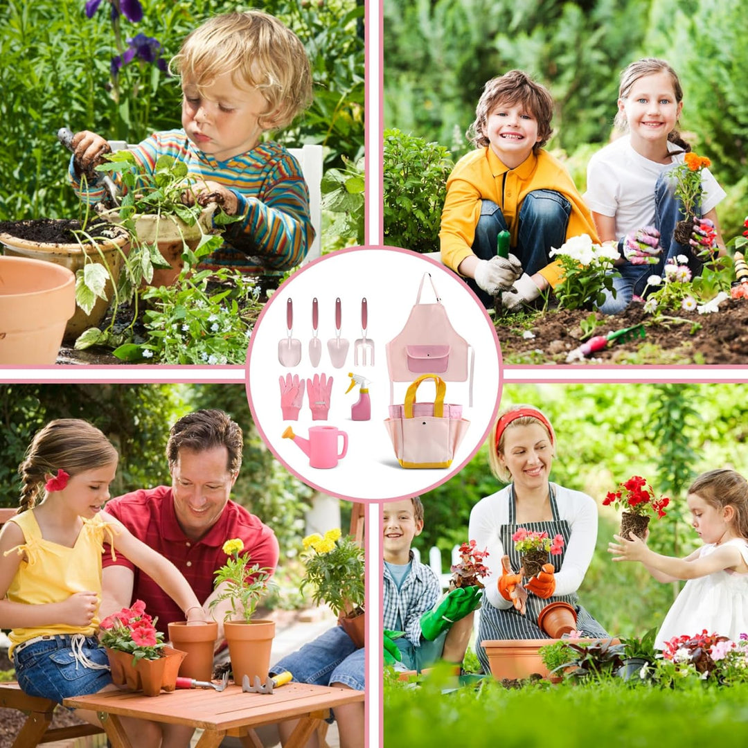 Kids Gardening Set, Kinder Gartenwerkzeuge 9PCS Kleinkind Gartenset umfassen Wässern, Handschuhe, Sc