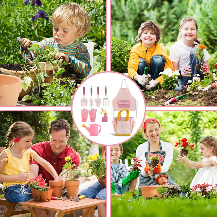 Kids Gardening Set, Kinder Gartenwerkzeuge 9PCS Kleinkind Gartenset umfassen Wässern, Handschuhe, Sc