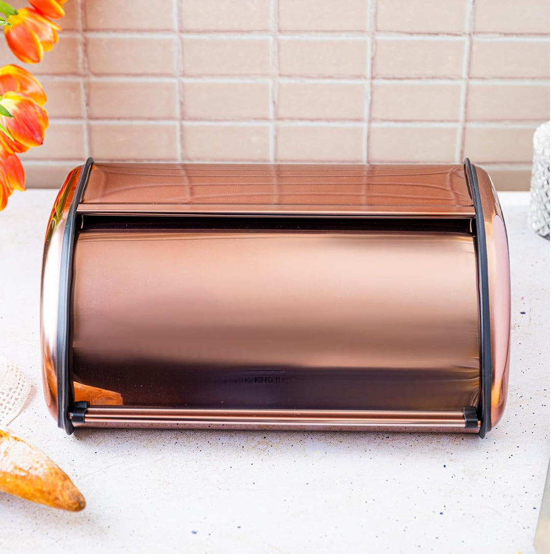 KING HOFF Brotkasten Brotbox Brotbehälter Brotdose aus Stahl (Rosegold), Rosegold