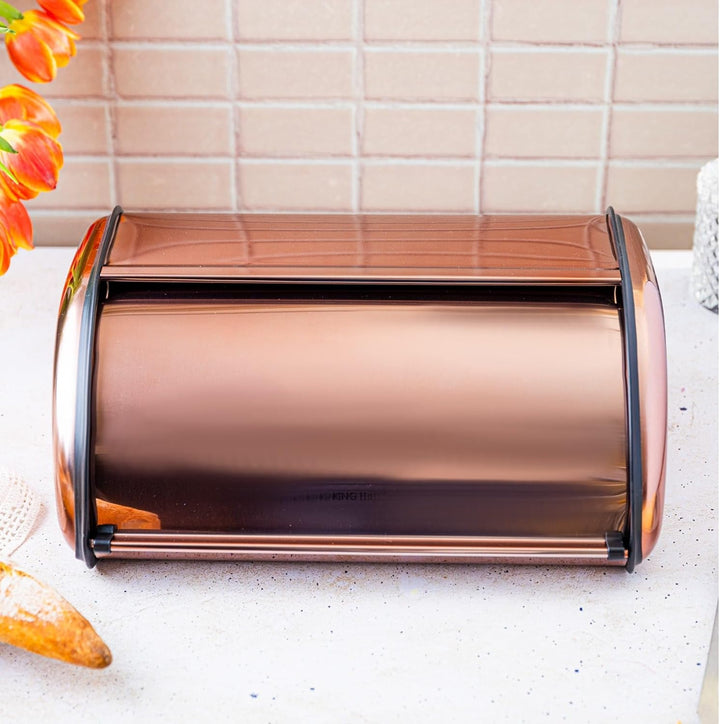 KING HOFF Brotkasten Brotbox Brotbehälter Brotdose aus Stahl (Rosegold), Rosegold