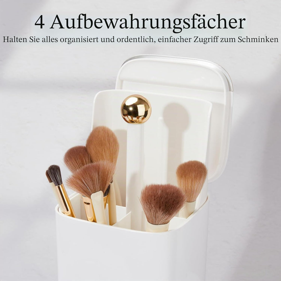 Automatischer Make-up-Pinselhalter mit Deckel, staubdicht, Kosmetik-Organizer für Schminktisch, Weis