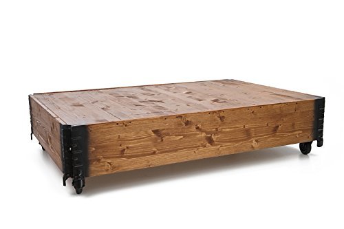 Uncle Joe´s, 104 x 64 x 30 cm, Holz, Hellbraun, Vintage, Shabby chic Couchtisch, braun, 104x64x30 cm