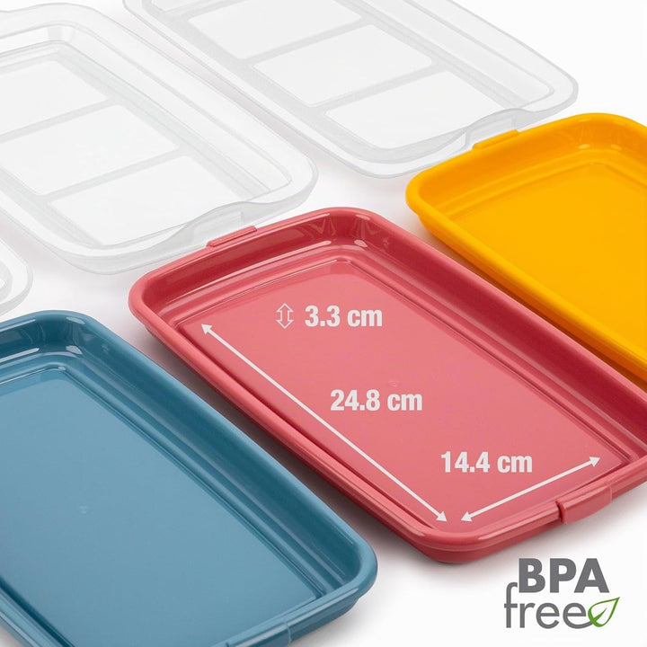 IBILI - Set mit 4 Wurst- und Aufschnittkappen, 4 Deckel à 24,8 x 14,4 x 3,3 cm, BPA-freier Kunststof
