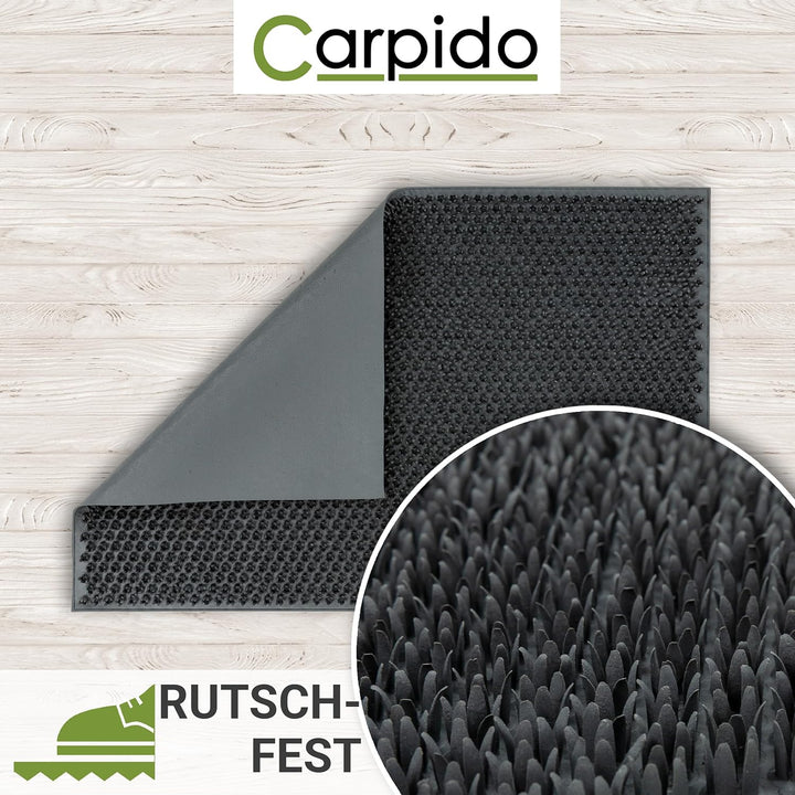 Carpido Wetterfeste Fussmatte Garten - Grau 4er Set 40x60 cm - Outdoor Schmutzfangmatte - Türmatte l