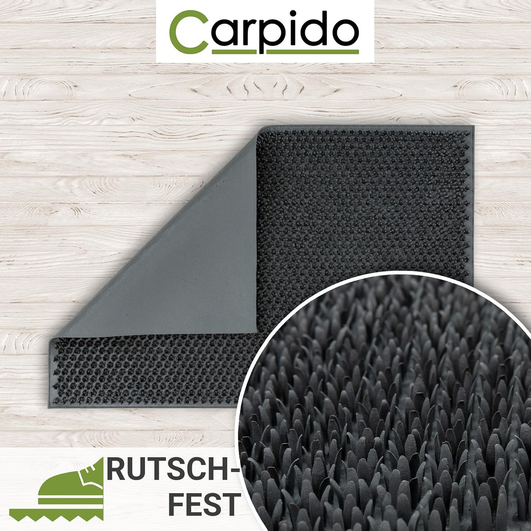 Wetterfeste Gummifussmatte Garten flexibel aussen - Grau 2er Set 40 x 60 cm | Witterungsbeständige F