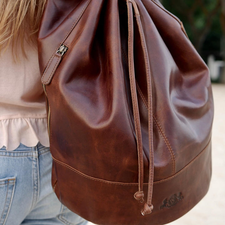 SID & VAIN Seesack HEATHROW aus Premium Leder I Matchsack für Herren und Damen I Rucksack Reisetasch