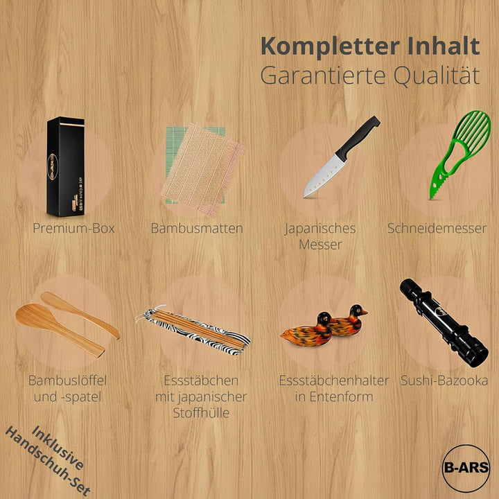 B-ARS Sushi Set-Sushi Matte-Sushi Set Zum Selber Machen-Sushi Rollmatte-Sushi Maker Set-Sushi Kit-Su