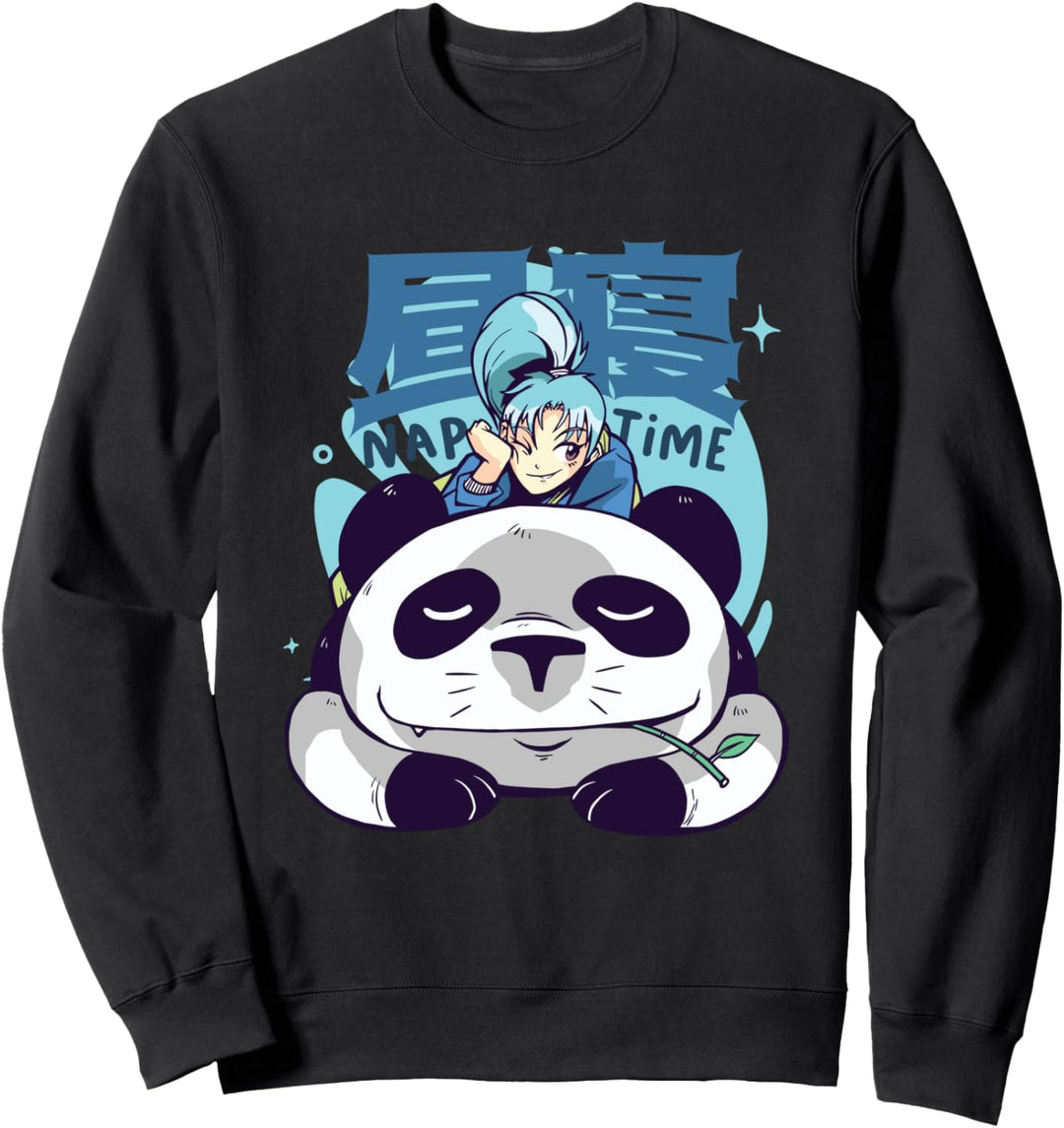 Nap Time | Anime Mädchen auf einem schlafenden Panda Sweatshirt