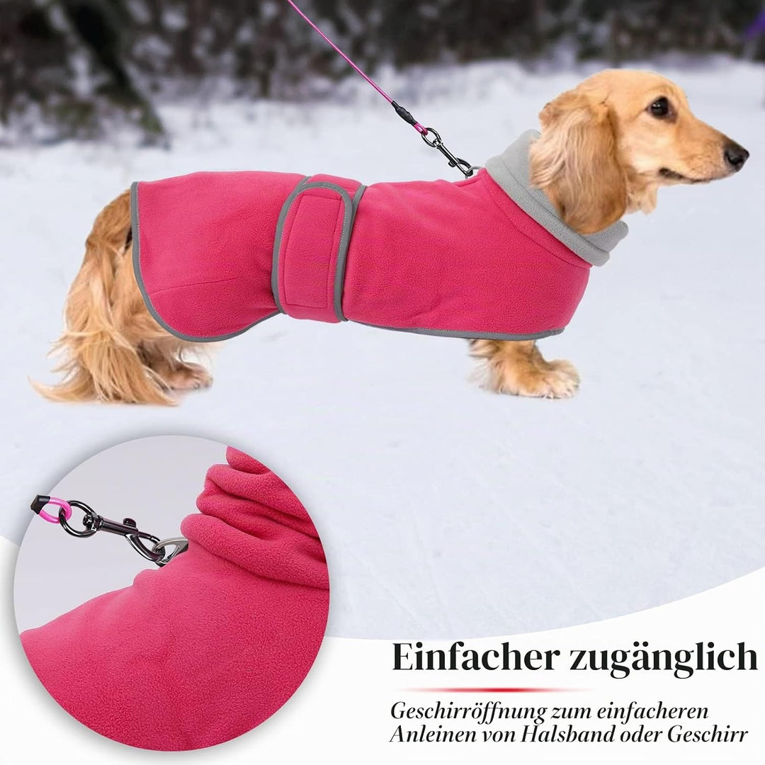 Geyecete -Gemütlich Polarfleece Winter hundemantel fur Dackel,Miniatur Dackel fleece hundepullover,H