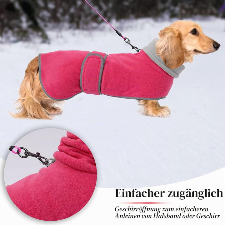 Geyecete -Gemütlich Polarfleece Winter hundemantel fur Dackel,Miniatur Dackel fleece hundepullover,H