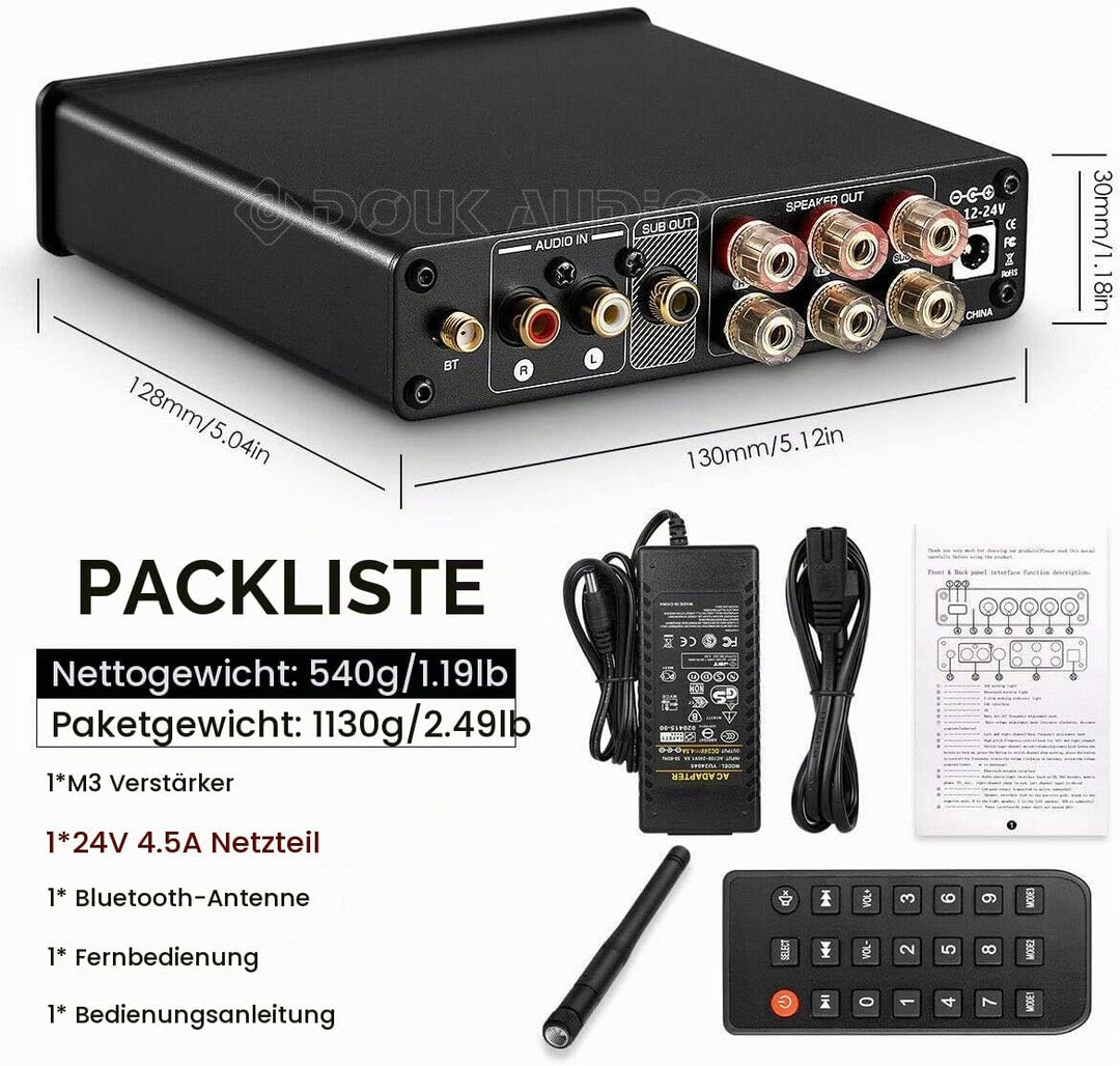 Douk Audio M3 Bluetooth 5.0 Verstärker Stereo Audio Receiver 2.1 Channel Mini Hi-Fi Amplifier Class