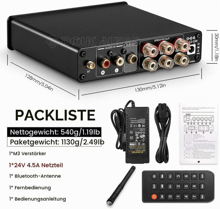 Douk Audio M3 Bluetooth 5.0 Verstärker Stereo Audio Receiver 2.1 Channel Mini Hi-Fi Amplifier Class