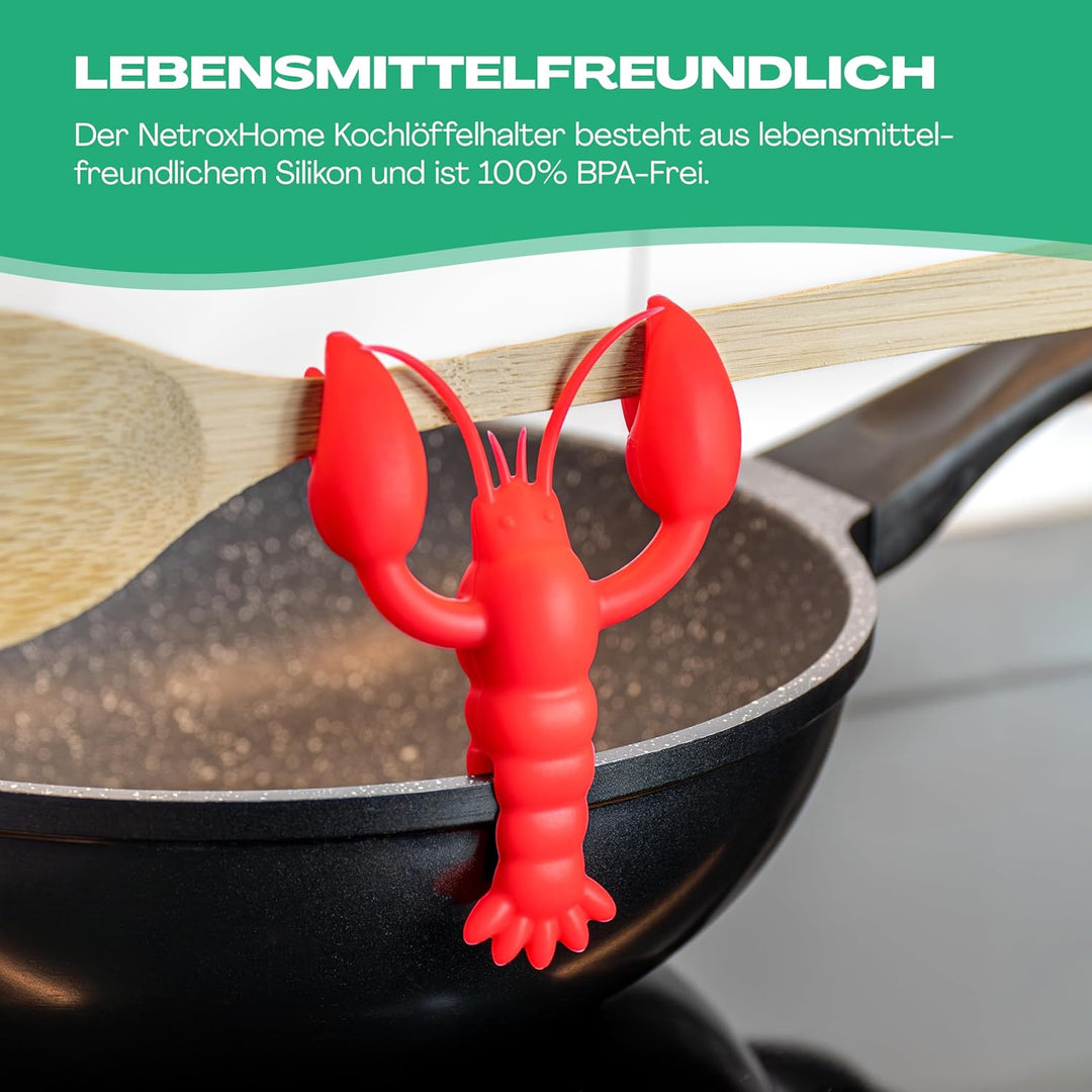 Netrox - Kochlöffelhalter - einfach an Topf befestigen - Hitzebeständig und BPA-Frei - Küchen Gadget