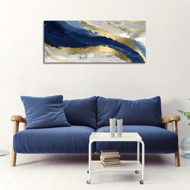 Mit Rahmen Grosses Leinwandbilder Bilder, Abstrakt Blaues Goldenes Marmor bild auf leinwand Wandkuns