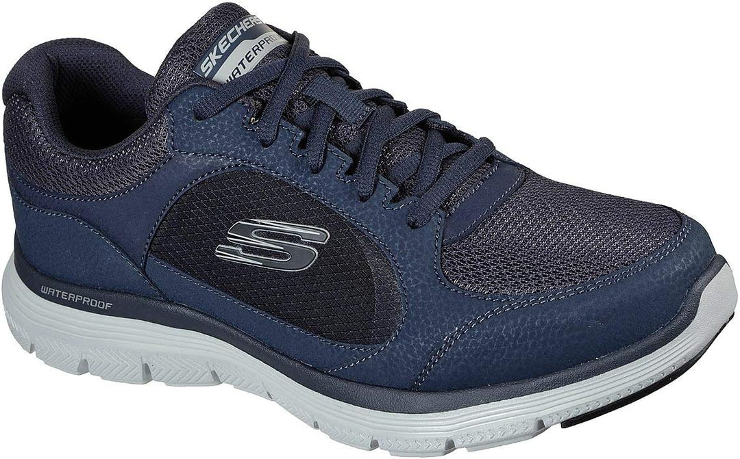 Skechers Herren Flex Advantage 4.0 True Clarity Sneaker 39 EU Navy Leather Pu Mesh Trim, 39 EU Navy