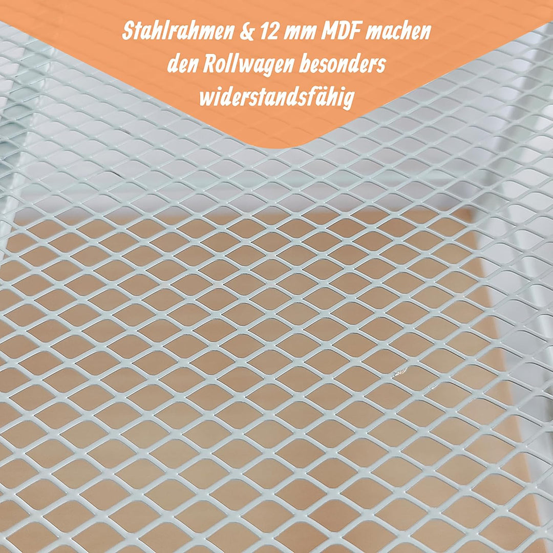 Relaxdays Servierwagen mit abnehmbarem Tablett, 3 Etagen, HxBxT: 88 x 70 x 40 cm, Küchenwagen skandi