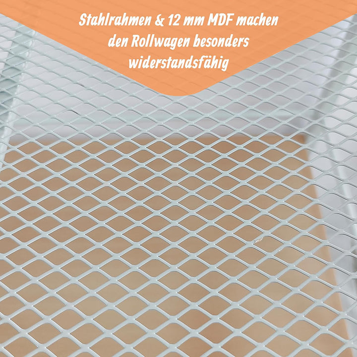 Relaxdays Servierwagen mit abnehmbarem Tablett, 3 Etagen, HxBxT: 88 x 70 x 40 cm, Küchenwagen skandi