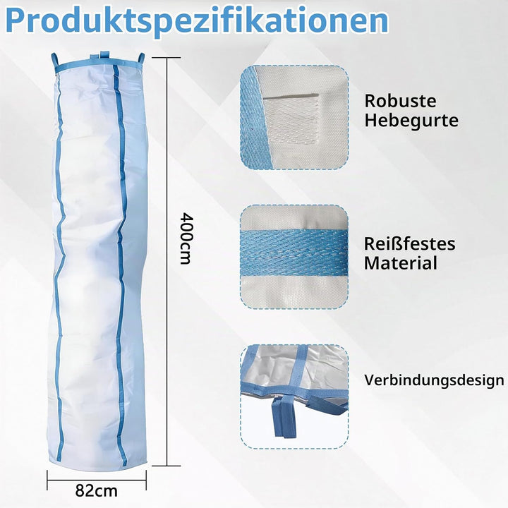 Schuttrutsche, 4m Bauschuttrutsche mit 8 Kabelbindern, Staubreduzierung, Platzsparend, Reissfester G