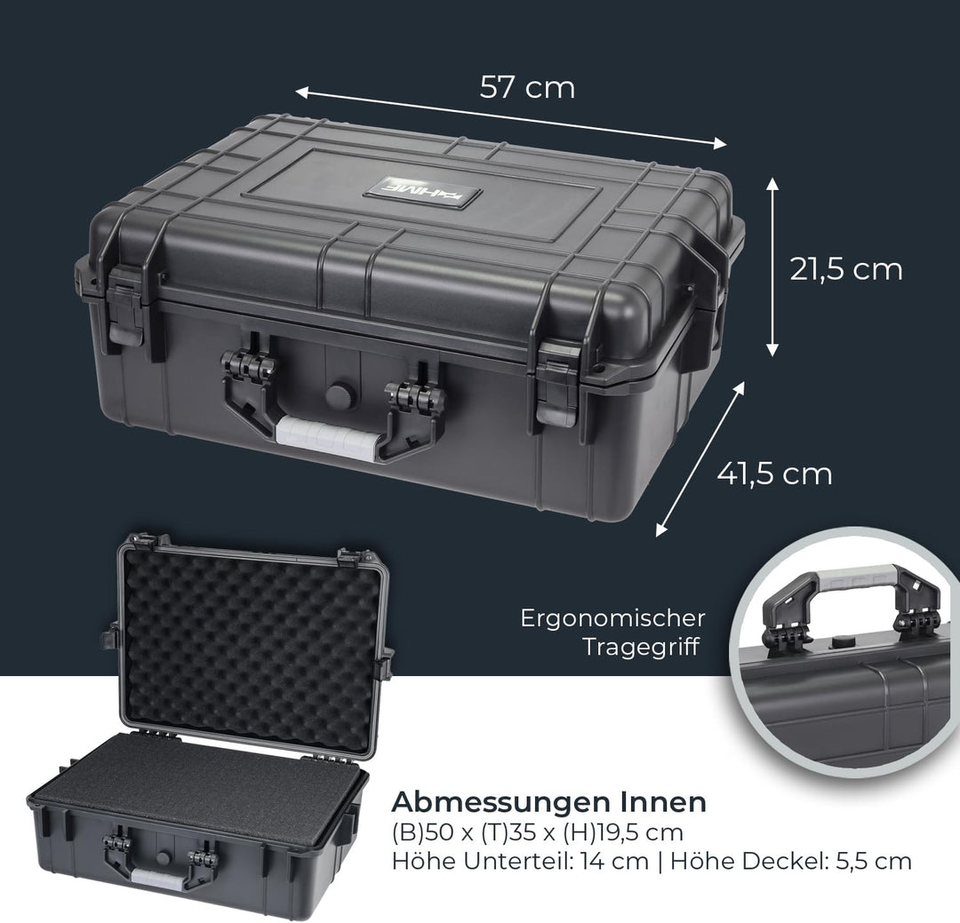 HMF ODK100 Outdoor-Fotokoffer, Transportkoffer mit Rasterschaumstoff | 57 x 41,5 x 21,5 cm, 57 x 41,