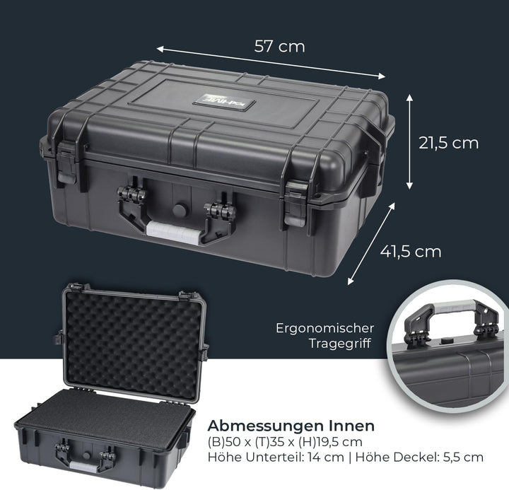 HMF ODK100 Outdoor-Fotokoffer, Transportkoffer mit Rasterschaumstoff | 57 x 41,5 x 21,5 cm, 57 x 41,
