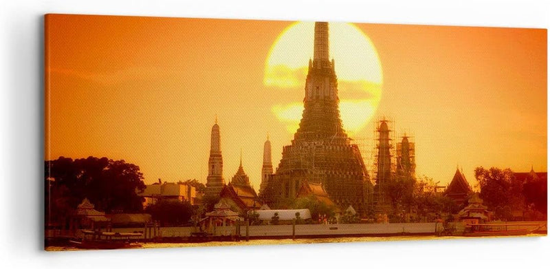 Wandbilder Dekoration Wohnzimmer Tempel Asien Panorama Bilder auf Leinwand 120x50cm Leinwandbild mit