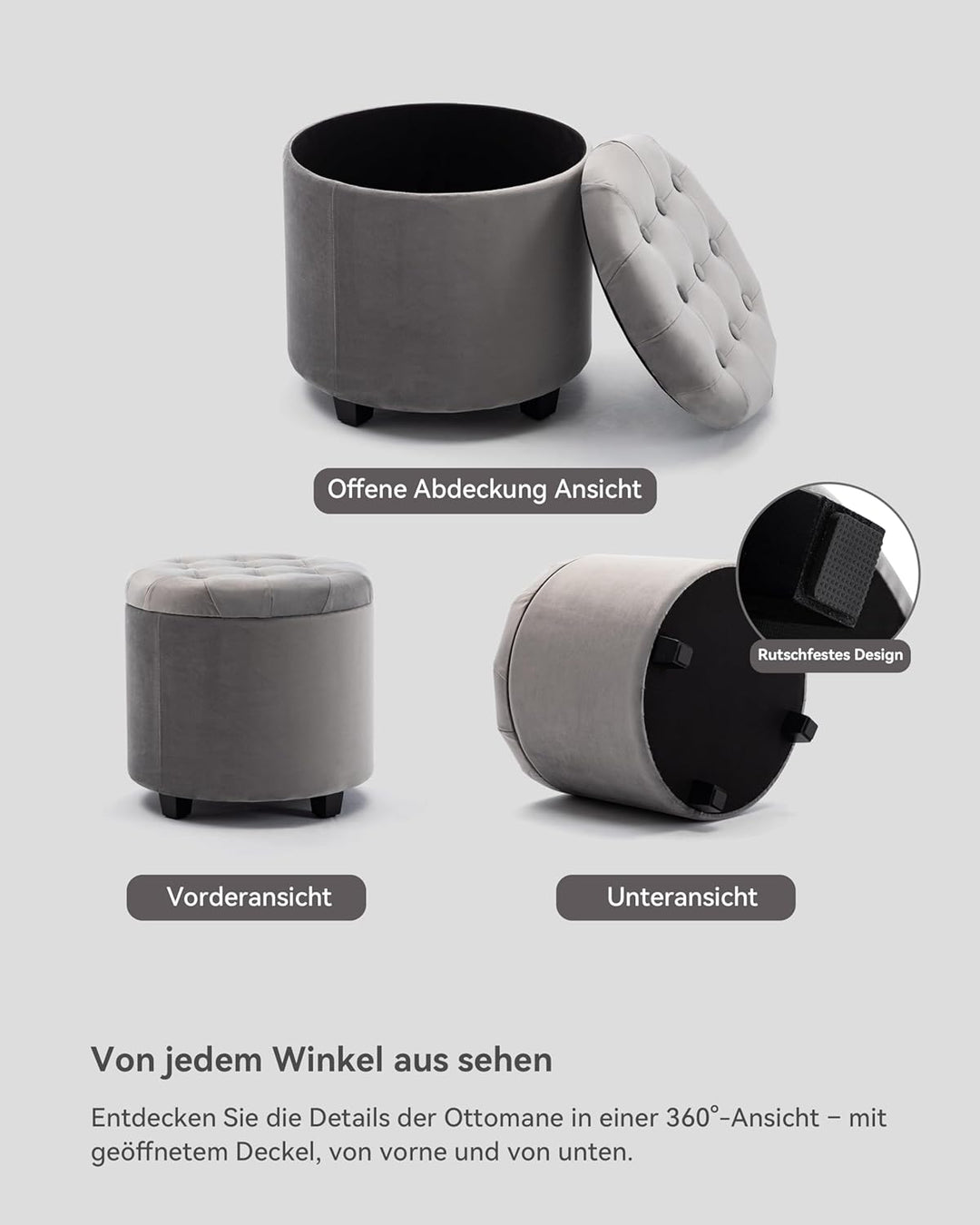 HNNHOME Sitzhocker mit Stauraum, Sitzwürfel mit Deckel, Sitztruhe, Fussbank Truhen Aufbewahrungsbox,